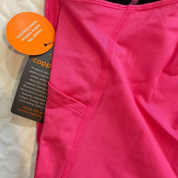 Copper Life Small Leggings Women's Back Support Neon Pink Copper Zinc Infused - Picture 11 of 12